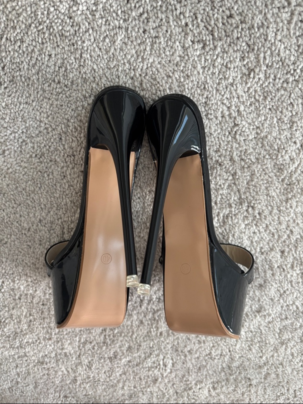 Black Patent Slide-Heel Mules - Picture 4 of 5
